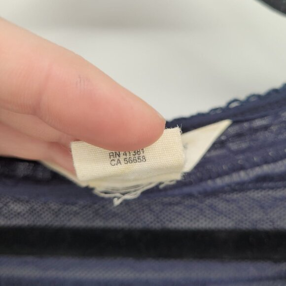 Denim & supply Ralph Lauren Womens XL navy blue blouse semi sheer lace detail - Picture 6 of 10